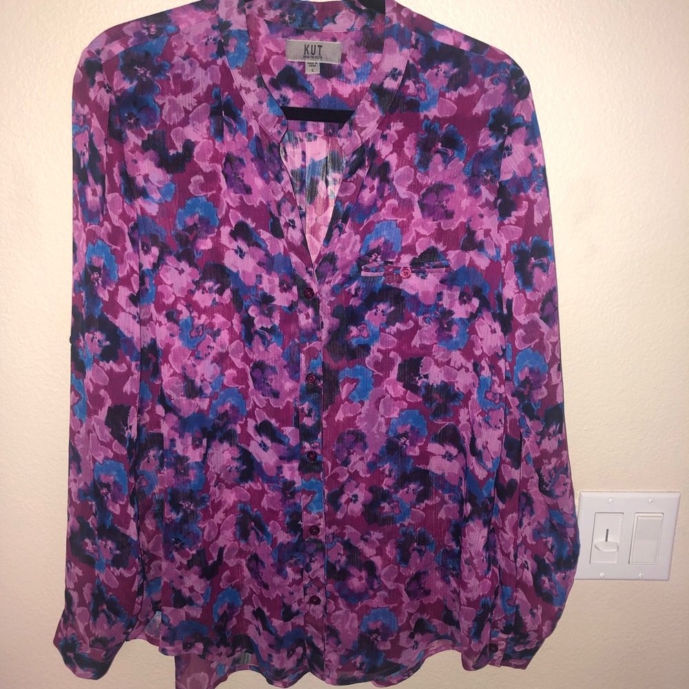 Kut from the Kloth Pink and Blue Floral Top